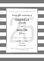 Classic Silver Stripe 25th Wedding Anniversary Invite design preview